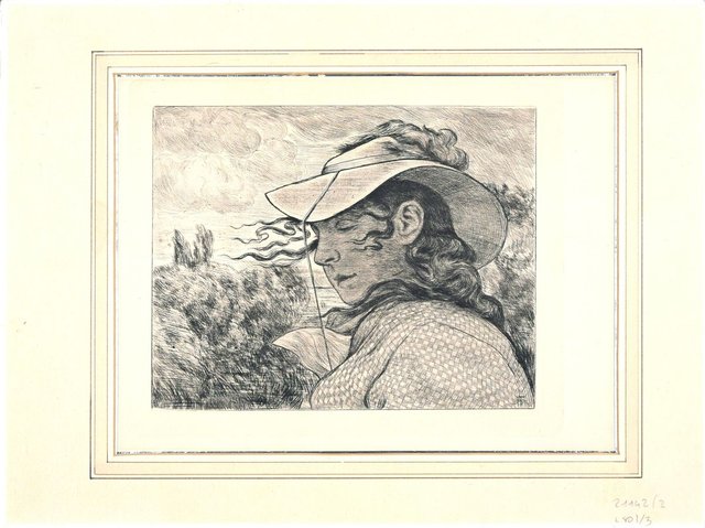 Capanna Bildnis mit florentiner. - Incisione originale di Hans Thoma ...