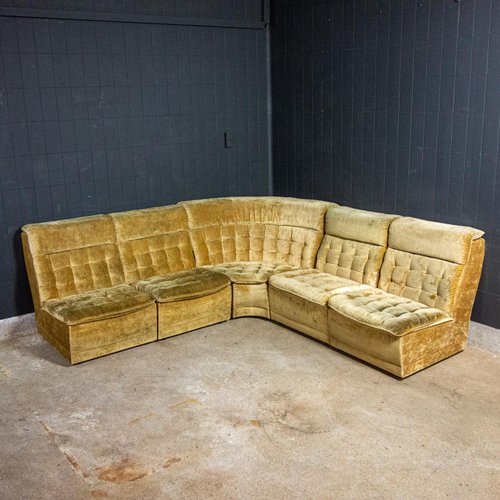 Vintage Yellow Velvet Modular Corner Sofa 1970s For Sale At Pamono