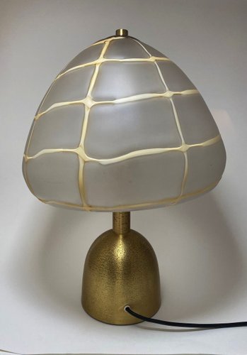 Vintage Gold Brass Glass Round Table, Round Table Lamps
