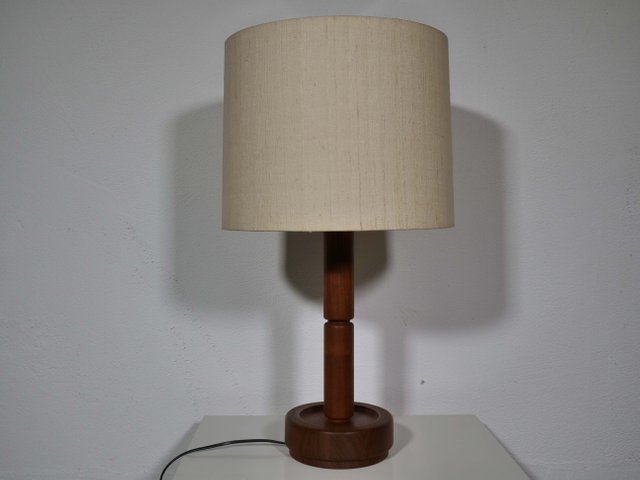 Large Vintage Danish Teak Table Lamp, Teak Table Lamp Vintage