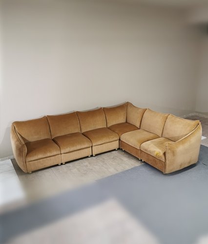 Camel velvet couch Clearance
