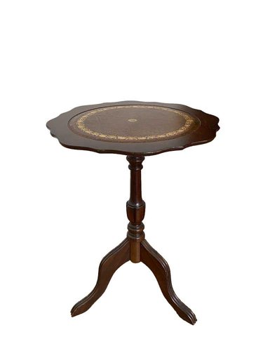Antique Round Side Table In Solid Wood, Vintage Round Side Table