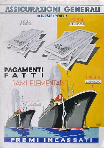 Poster Assicurazioni Generali vintage - Stampa offset su ...