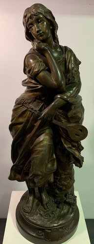 style antique bronze 22cm Sculpture de squelette assis figure statue 