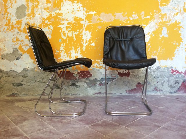 Mid Century Modern Dining Chairs In, Vintage Leather And Chrome Dining Chairs