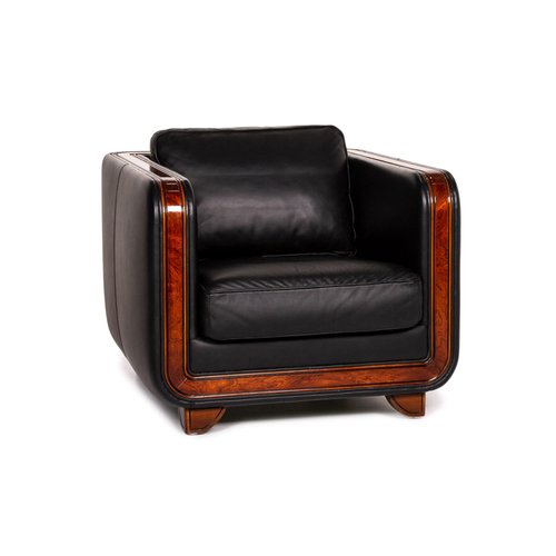 Black Leather And Wood Armchair From Nieri For Sale At Pamono