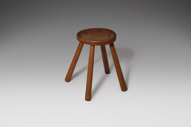 Mid-Century French Oak Stool for sale 