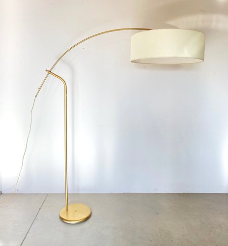 Vintage Arc Floor Lamp 1980s For, Overarching Linen Shade Floor Lamp