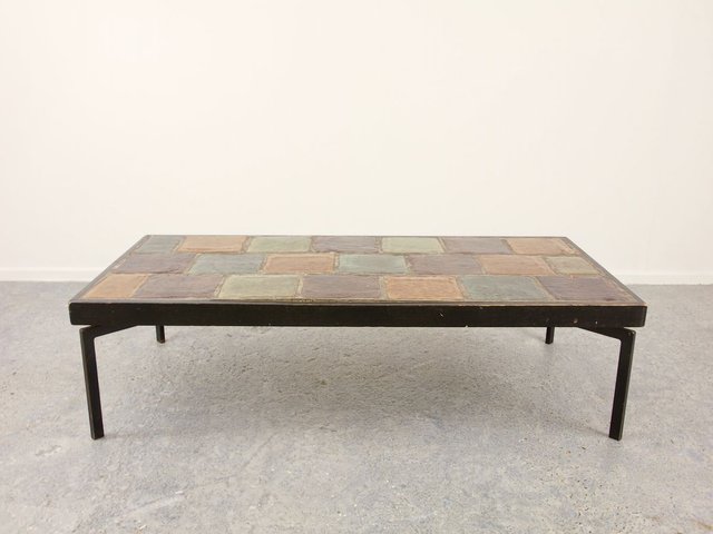 Mid Century Modernist Rectangular, Tile Coffee Table Top