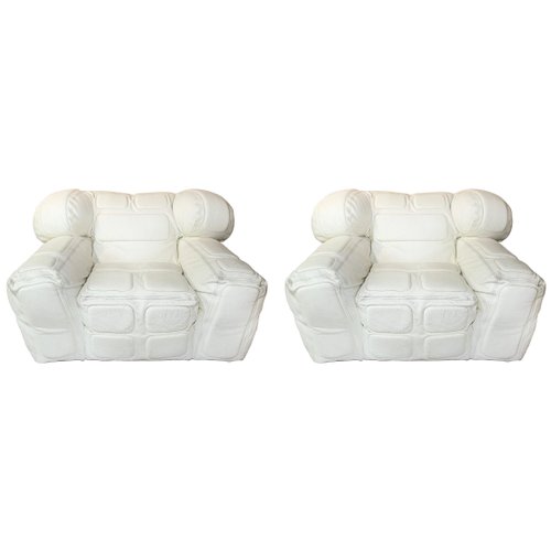 Pair Of White Leather Armchairs By Arik Ben Simhon 2002 Set 2 For At Pamono Pair Of White Leather Armchairs By Arik, White Leather Arm Chair