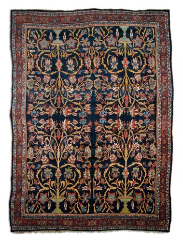 Antique Middle East Dark Blue Rug With Border For Sale At Pamono