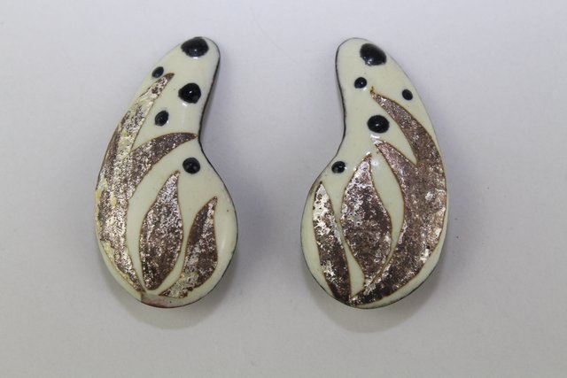 Boucles D'oreilles Clips Anciennes En émail - Bijou Vintage - Bon état - Fermoir à Clip