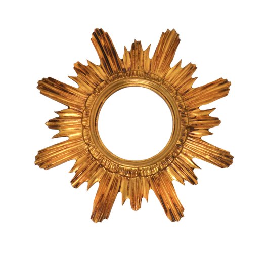 Vintage Golden Sunburst Mirror 1960s, Vintage Mid Century Sunburst Mirror