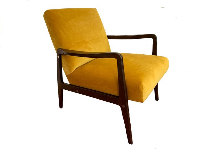 Yellow Velvet Upholstered Armchairs, Yellow Leather Chairs