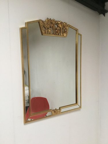 Specchio Hollywood Regency con dettagli floreali di Deknudt in vendita su  Pamono