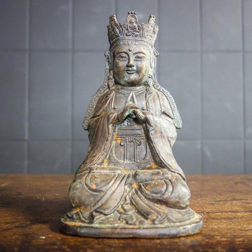 Chinese Old Vtg Bronze Buddha Pendant 