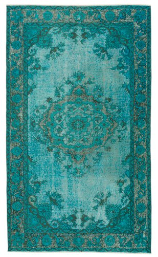 Hand Knotted Wool Overdyed Carpet, Teal Wool Rugs Uk