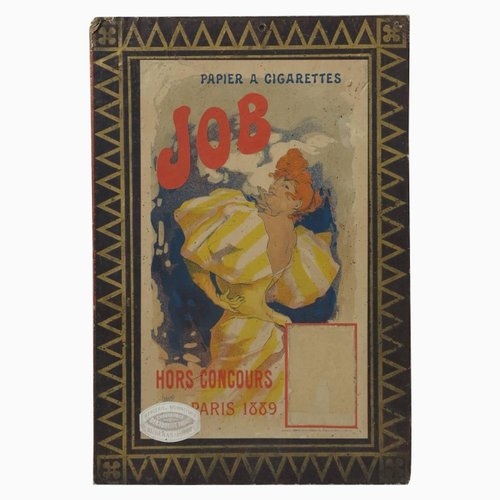 Art Nouveau Cardboard Advertisement for JOB Cigarettes by Jules Cheret
