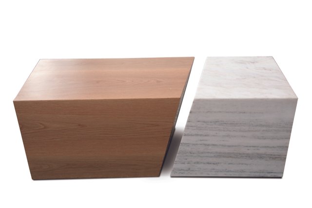 Minimalist European Handmade Composition Coffee Table In White Greek Marble And Oak By Maria Vidali For Sale At Pamono