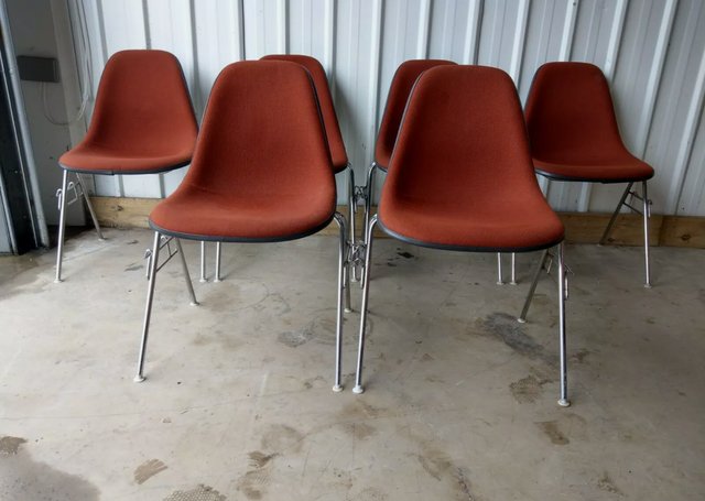Vintage Stacking Office Dss Dining Chairs Herman Miller For Eames Set Of 6 For Sale At Pamono