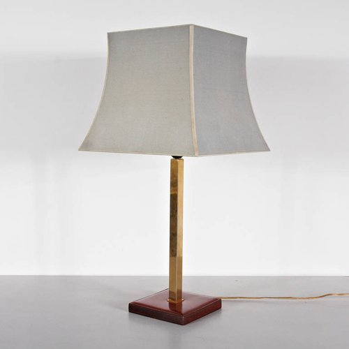 Leather Table Lamp By Delvaux 1960s, Leather Table Lamp