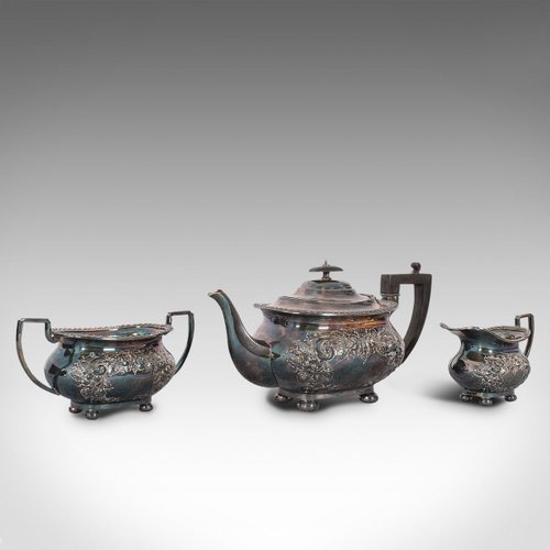 Antique Silver Plated English Tea Service Set Of 3 For Sale At Pamono