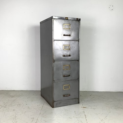 Vintage Polished Steel Filing With Brass Handles 1960s For At