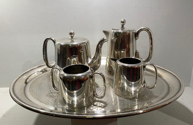 Metal Tea Service Set 1970s Set of 5