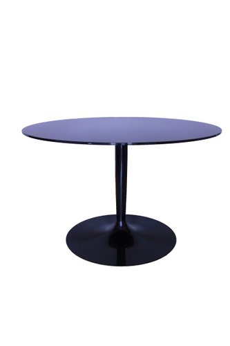 Vintage Round Table In Mirrored Black, Black Round Glass Dining Table