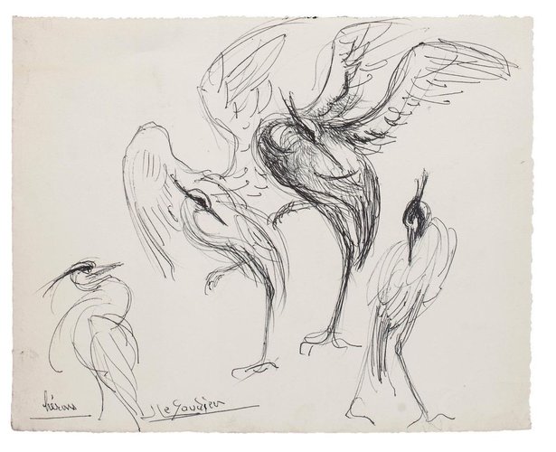 Unknown - Bird - Original Pen Drawing - Mid-20th Century for sale at Pamono