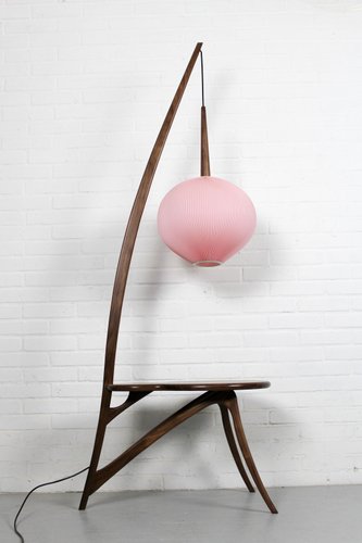 Mid Century Modern Style Pink Floor Lamp And American Nut Table For At Pamono Mid Century Modern Style Pink Floor, Mid Century Modern Floor Lamp With Table
