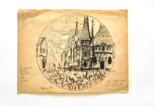 Unknown, The Church, Pen and Pencil Drawing, Early 20th Century for ...