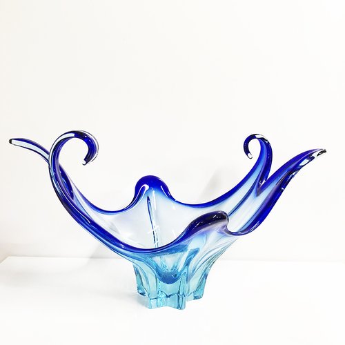 置物 Murano , antique Vintage Blue Murano Glass Vase, 1960s for sale at Pamono