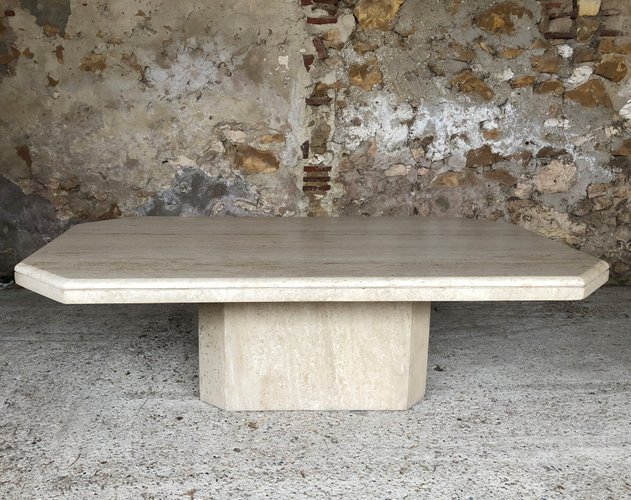Large Vintage Travertine Low Table For Sale At Pamono