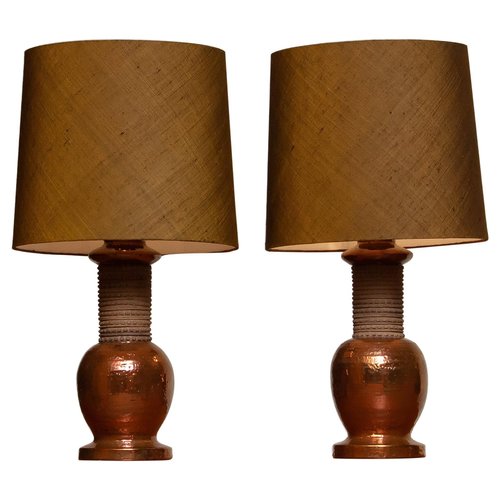Copper Bitossi Italian Table Lamps, Antique Table Lamps Made In Italy