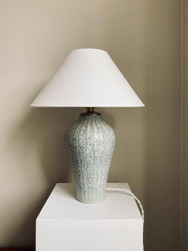 Blue Stoneware Table Lamp By Nar, Stoneware Table Lamp
