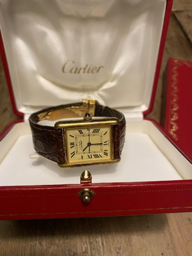 Orologio Tank da uomo di Cartier, anni '80 in vendita su Pamono