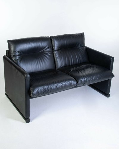 Black Leather Sofa From Cinova 1970s, Black Vintage Leather Sofa