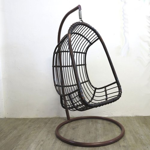 Vintage Rattan Bamboo Hanging Egg, Mid Century Egg Chair Wicker
