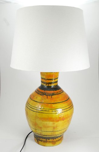 Large Mid Century Ceramic Table Lamp By, Large Yellow Table Lamp
