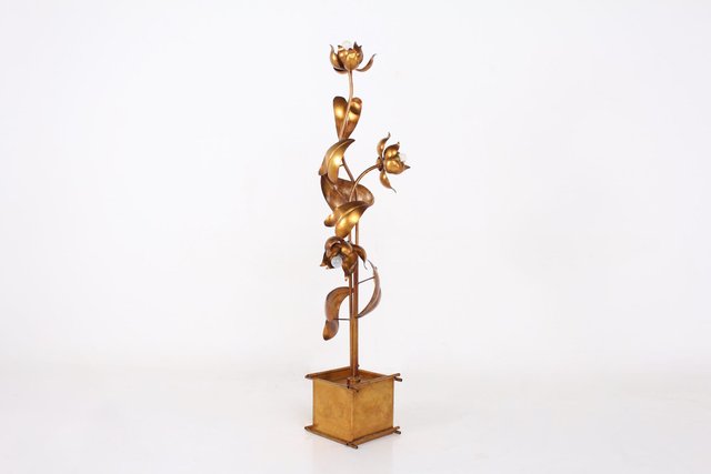 Goldene Metall Stehlampe von Hans Kögl bei Pamono kaufen