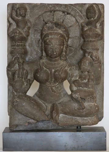 Indische Göttin der 12. Jh. Skulptur einer Steinskulptur aus Stein bei