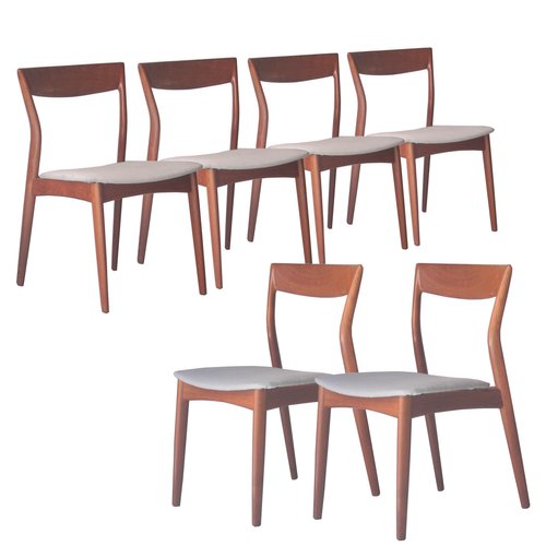 Graue Schwedische Mid-Century Teak Stühle, Schweden, 1960er, 6er Set