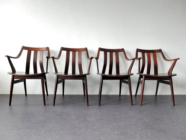Dutch Rosewood Dining Armchairs 1960s, Elegant Dining Chairs Set Of 4