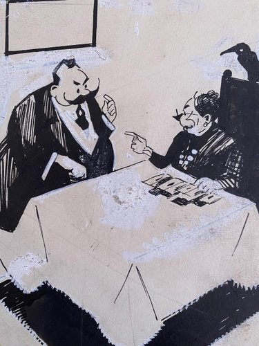 Gabriele Galantara, The Fortune Teller, China Tinte, 1910er bei Pamono