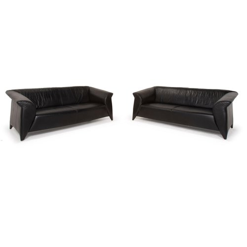 Black Leather Sofa Set From Laauser For, Black Leather Sofa Set