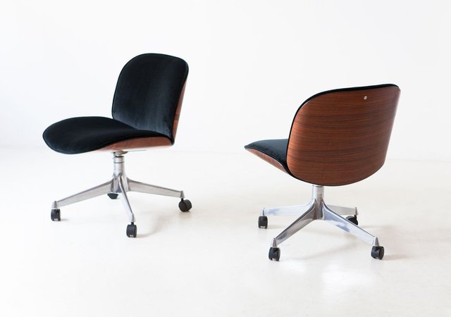 Chaise de bureau Ico Parisi, cuir jaune sur France