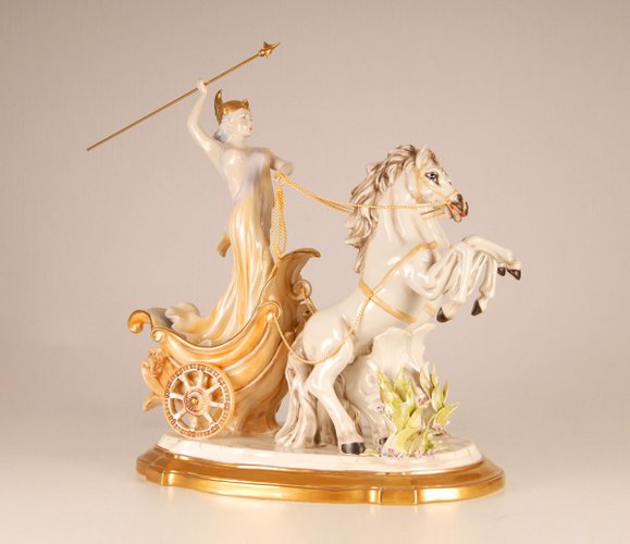 Mid-Century Italian Porcelain Sculpture of Diana the Huntress by