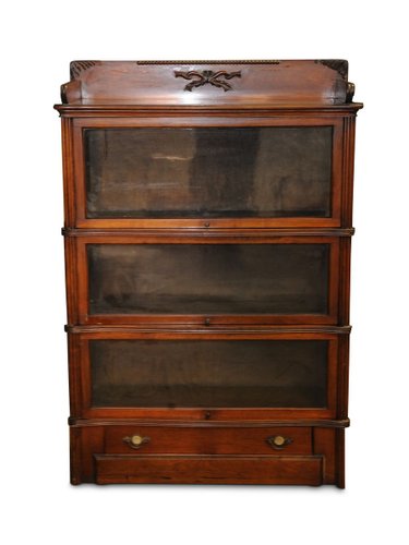 Antique Oak 3 Tier Barrister S Bookcase, Bookcase With Drawer At Bottom