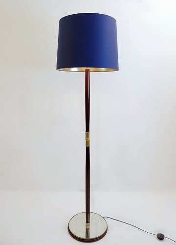 Italian Brass And Wood Floor Lamp With, Blue And Gold Floor Lamp